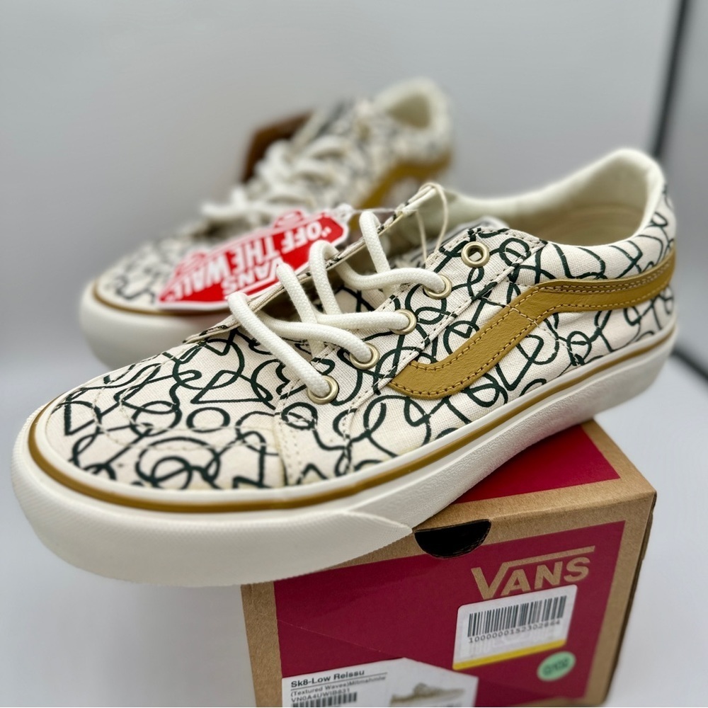 NWT Vans Sk8 Low Reissue Sneakers Textured Waves / Marshmallow Shoes Skate NEW